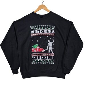 Hanes National Lampoons Christmas Vacation Shitters Full Sweatshirt Mens L Black